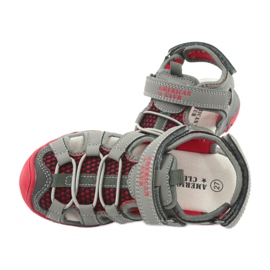 American Club Sandalen grau-rotes Ledereinsatz XD06/20 5