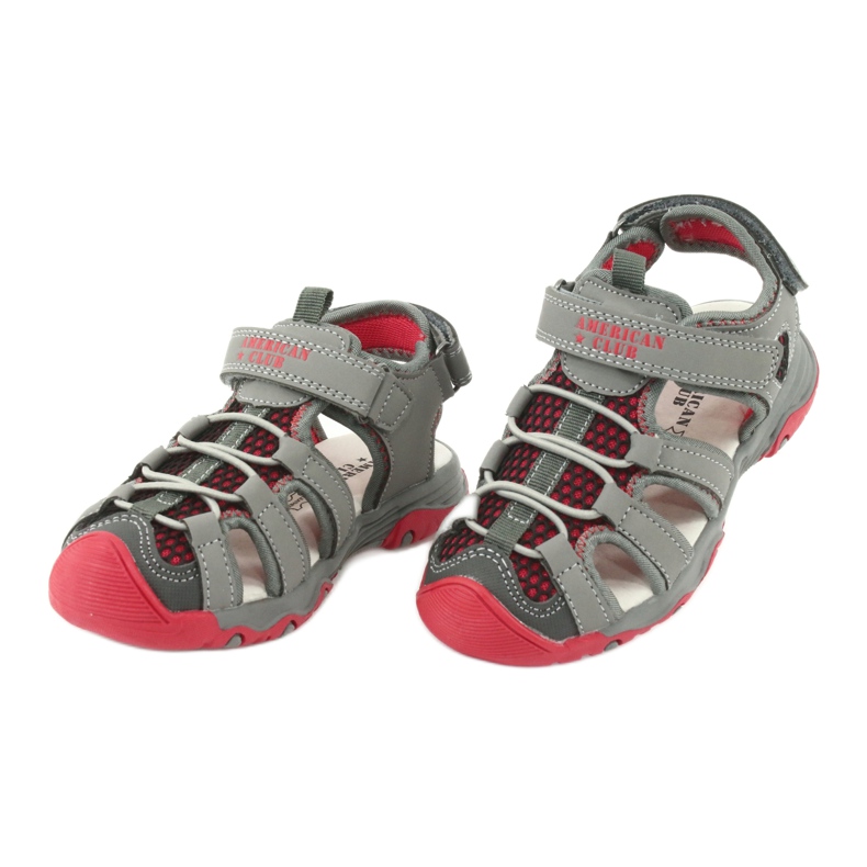 American Club Sandalen grau-rotes Ledereinsatz XD06/20 3