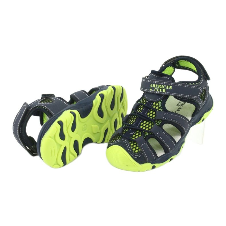 Sandalen aus Leder American Club XD06 / 20 marineblau navy blau grün 3