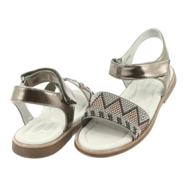 American Club Mädchen Sandalen Leder Silber Metallic Einsatz mit Pailletten GC07/20 3