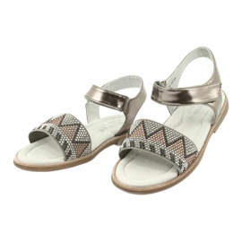 American Club Mädchen Sandalen Leder Silber Metallic Einsatz mit Pailletten GC07/20 2