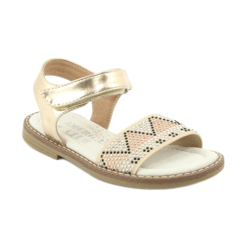 American Club Mädchen goldene Sandalen mit Pailletten Ledereinsatz GC08/20 1