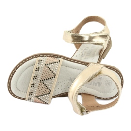 American Club Mädchen goldene Sandalen mit Pailletten Ledereinsatz GC08/20 5