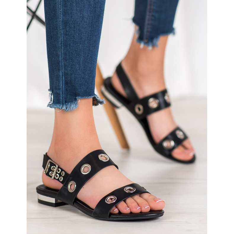 Kylie Lässige schwarze Sandalen 1