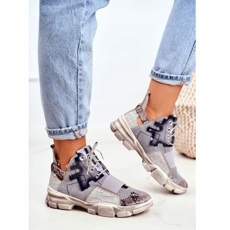 Damen Leder Sneakers Maciejka 04423-13 grau 1