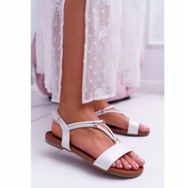 S.Barski Flache Damensandalen mit Riemen und Zirkonia Silber Madeline grau 1