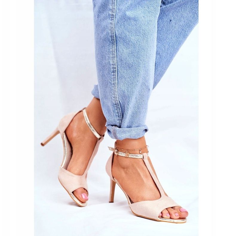 S.Barski Damen Sandalen mit hohem Absatz Beige 280-58 Move On Me 1