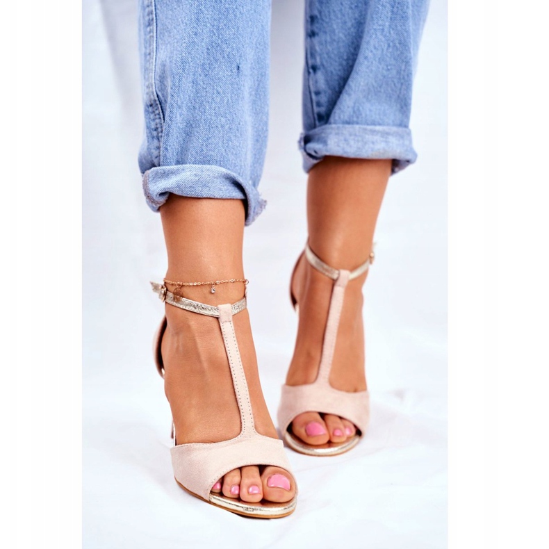 S.Barski Damen Sandalen mit hohem Absatz Beige 280-58 Move On Me 2