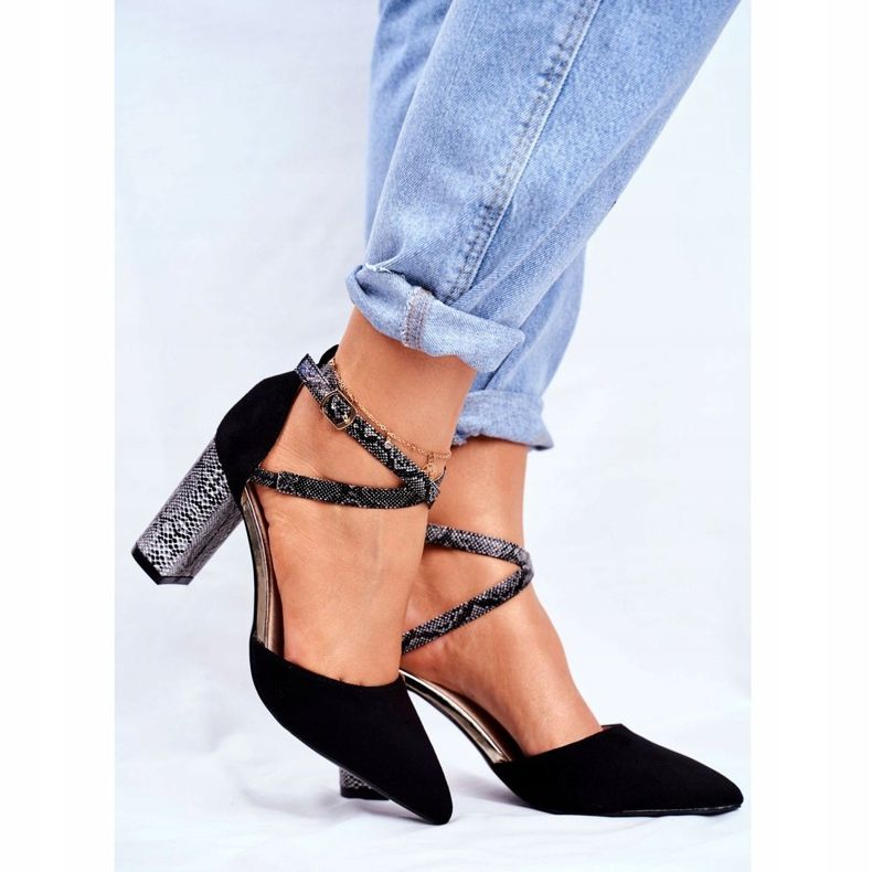 S.Barski Damen Pumps On a Heel Snake Black Together schwarz mehrfarbig 1