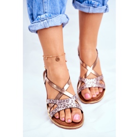 S.Barski Flache Sandalen für Damen Champagner Barski Lomba rosa gelb 2