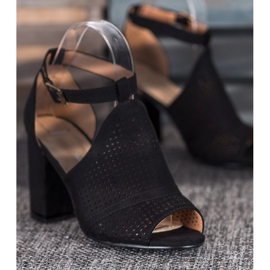 Small Swan Elegante durchbrochene Sandalen schwarz 2