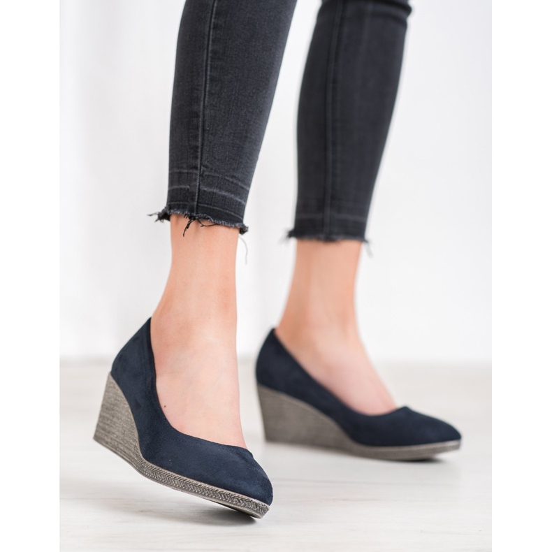 Goodin Keilpumps aus Wildleder navy blau blau 1