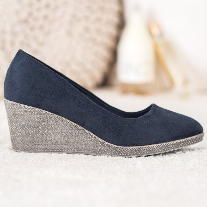 Goodin Keilpumps aus Wildleder marineblau blau 2