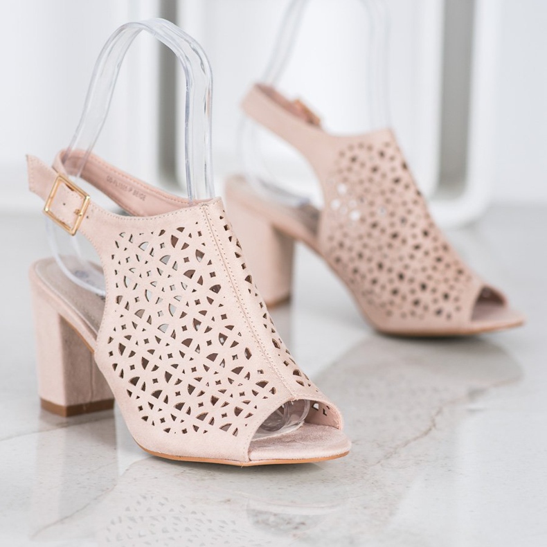 Goodin Durchbrochene Sandalen mit Wildleder braun 2