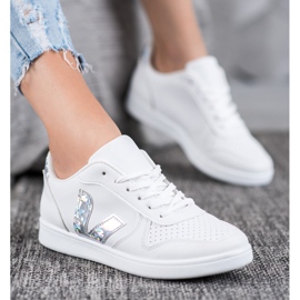 SHELOVET Weiße Schuhe mit Holo-Einsätzen 1