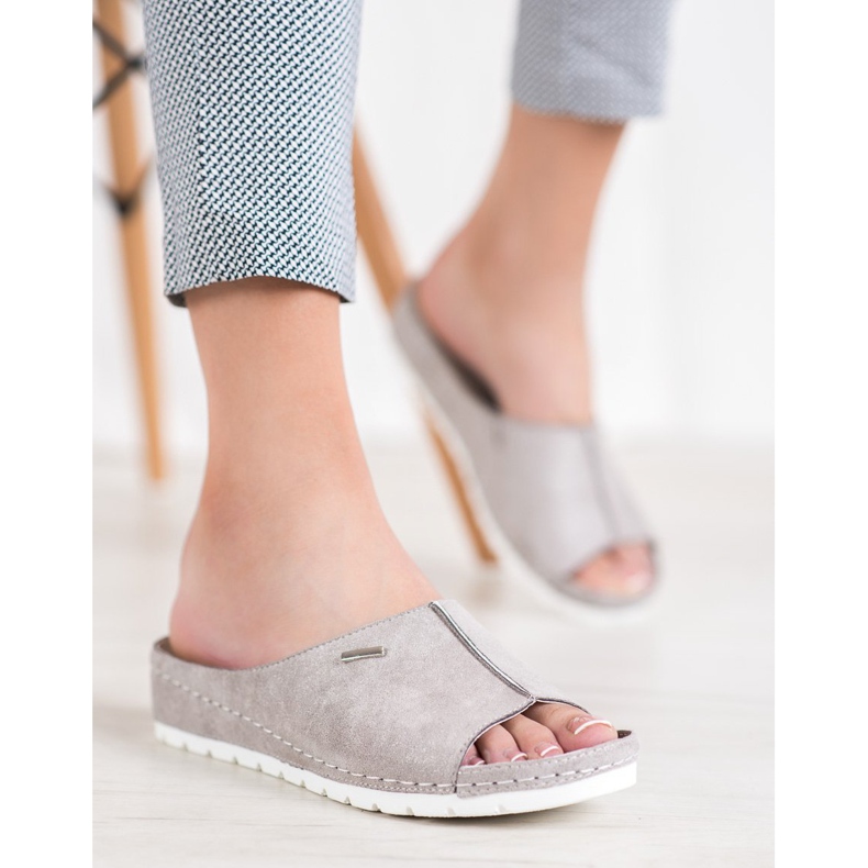 Bequeme VINCEZA Glitzer Hausschuhe grau 1