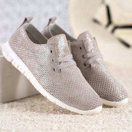 Lederschuhe mit Glitzer VINCEZA beige 1