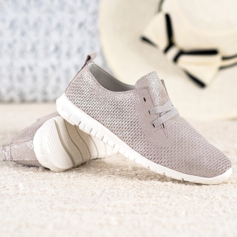 Lederschuhe mit Glitzer VINCEZA beige 2