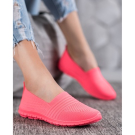 SHELOVET Bequeme durchbrochene Slipons rosa 2