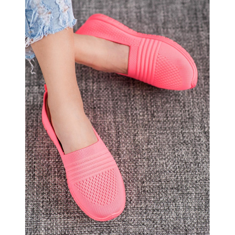SHELOVET Bequeme durchbrochene Slipons rosa 1