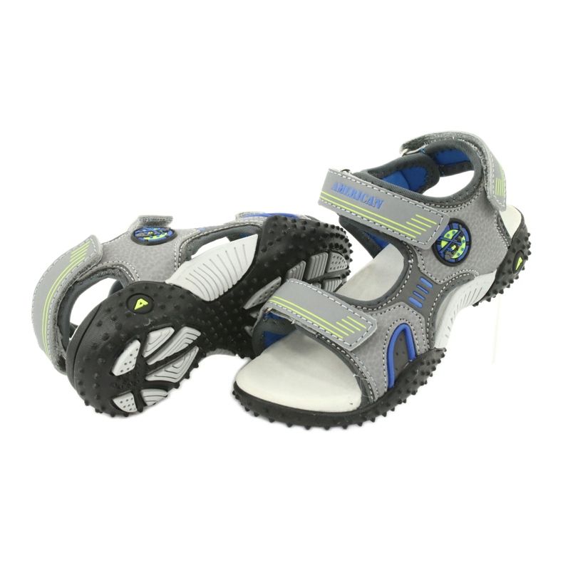 American Club Amerikanische HL20/20 Lederinnensohlensandalen, graublau 3