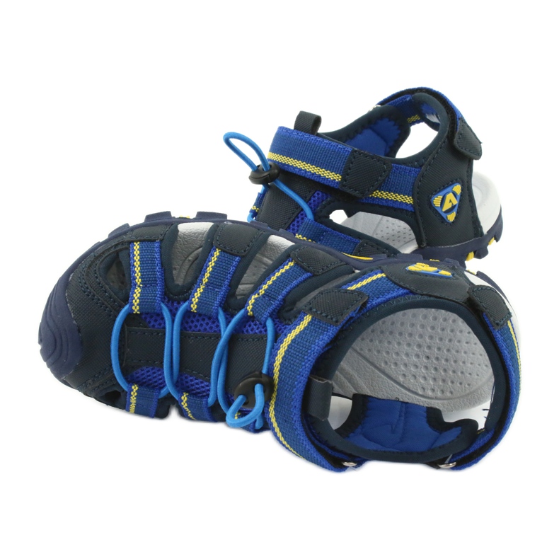 American Club Kindersandalen mit amerikanischer DR01/20 Schaumstoffeinlage navy blau blau gelb 4