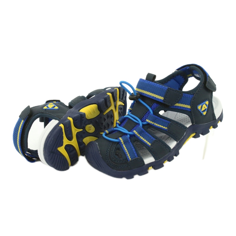 American Club Kindersandalen mit amerikanischer DR01/20 Schaumstoffeinlage navy blau blau gelb 3