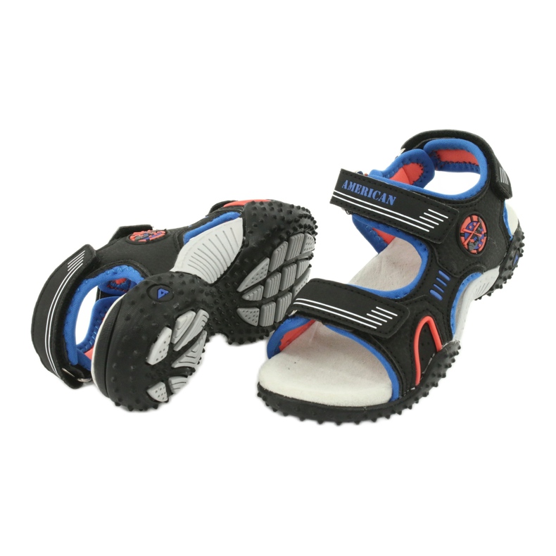American Club Amerikanische HL20/20 Lederinnensohlensandalen, schwarz/blau 3