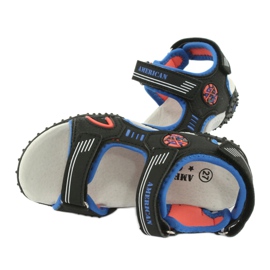 American Club Amerikanische HL20/20 Lederinnensohlensandalen, schwarz/blau 4