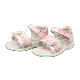 American Club Mädchen aus Ledersandalen mit Blumen XD12/20 Pink rosa 2