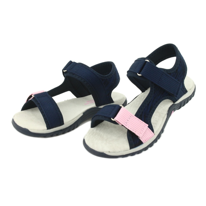 Sandalen mit American Club RL24/20 Ledereinsatz marineblau rosa 2