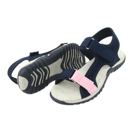 Sandalen mit American Club RL24/20 Ledereinsatz marineblau rosa 4