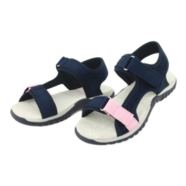 Sandalen mit American Club RL24/20 Ledereinsatz navy blau rosa 3