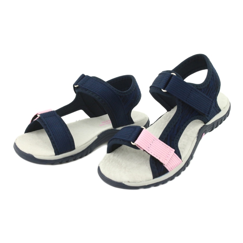 Sandalen mit American Club RL24/20 Ledereinsatz marineblau rosa 3
