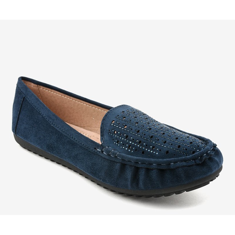 Marineblaue durchbrochene Loafer mit Pailletten YSD823Y 2