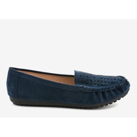 Marineblaue durchbrochene Loafer mit Pailletten YSD823Y 1