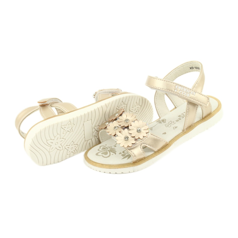 Sandalen Gold mit Blumen und Pailletten American Club XD10/20 golden 3