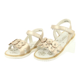 Sandalen Gold mit Blumen und Pailletten American Club XD10/20 golden 2