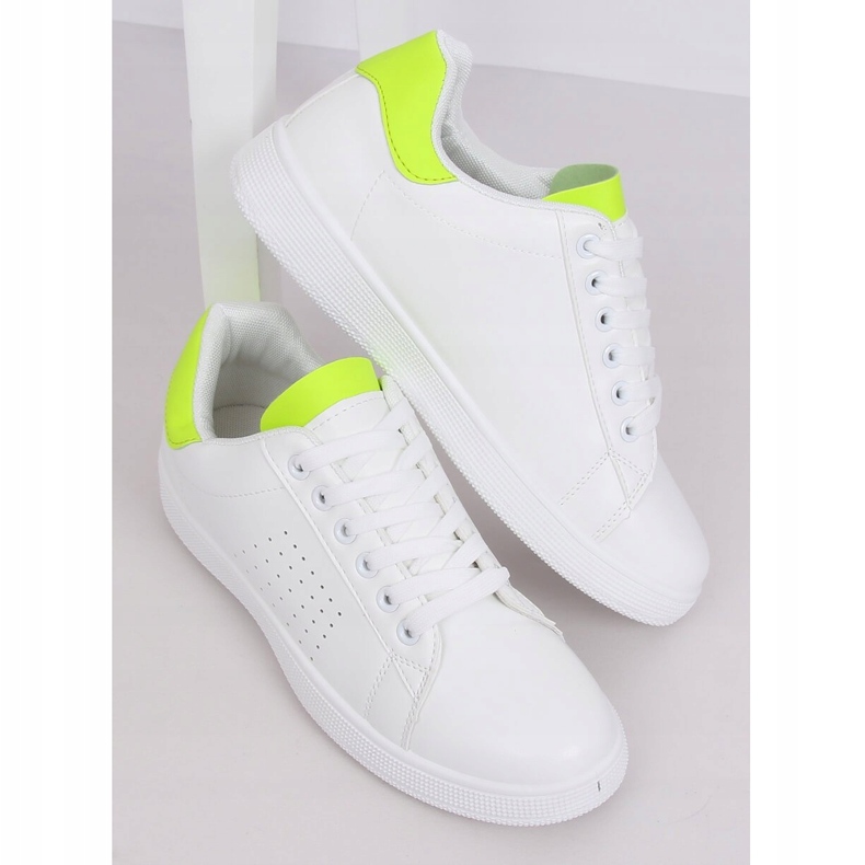 Weiße und neonfarbene Damen-Sneakers LV101P Flugreen gelb 1