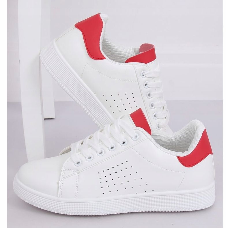 Weiße und rote Sneakers für Damen LV101P Rot 1