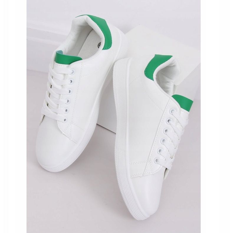 Weiße und grüne Sneakers für Damen LV101P Grün 1