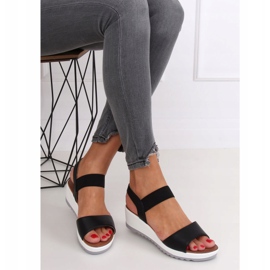 Schwarze Sandalen mit Keilabsatz NS101P Black 1