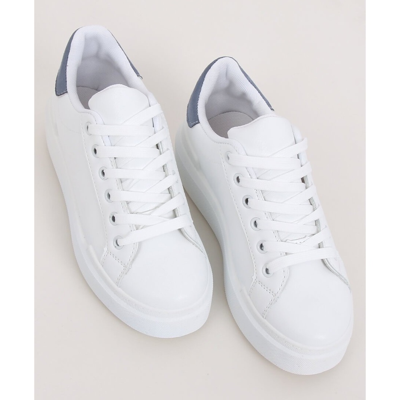 Weiße Damen Sneaker 85-428 WEISS / BLAU 1