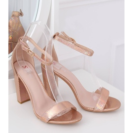 Holografische Sandalen mit hohen Absätzen TU135P Champagner mehrfarbig gelb 1