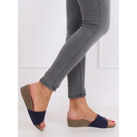 Marineblaue Hausschuhe G186P Navy navy blau 2