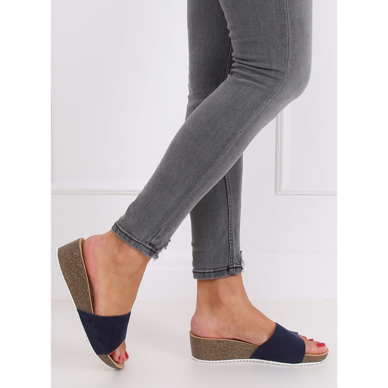 Marineblaue Hausschuhe G186P Navy navy blau 2