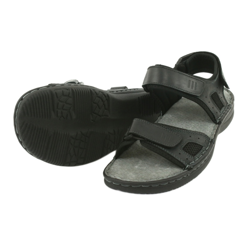 Bequeme American Club CY13/20 Sportsandalen aus Leder schwarz 4