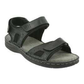Bequeme American Club CY13/20 Sportsandalen aus Leder schwarz 1