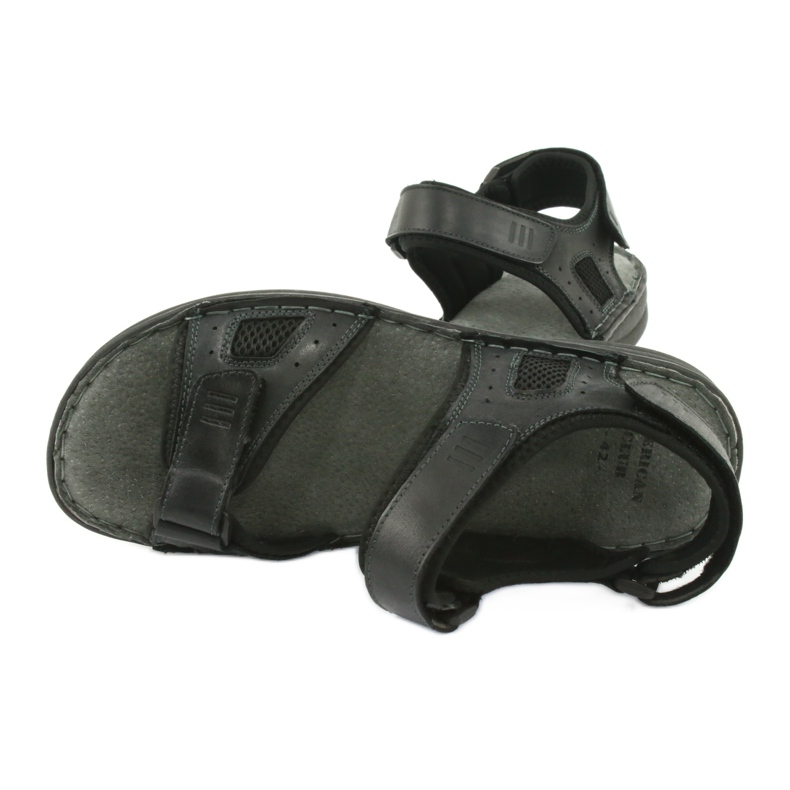 Bequeme American Club CY13/20 Sportsandalen aus Leder schwarz 5