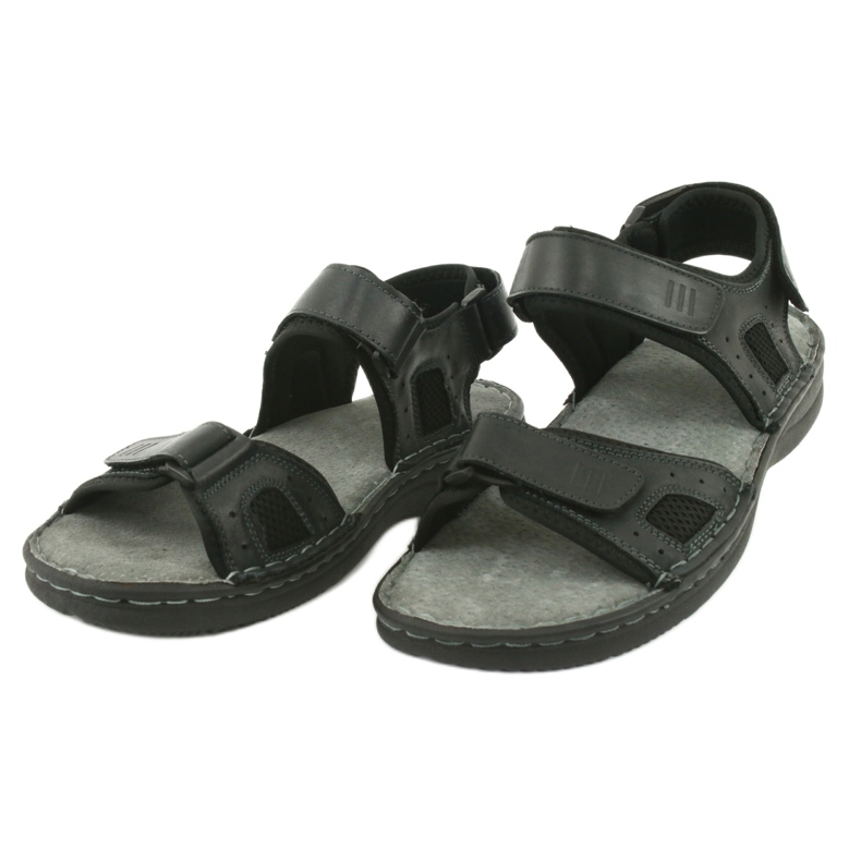 Bequeme American Club CY13/20 Sportsandalen aus Leder schwarz 3